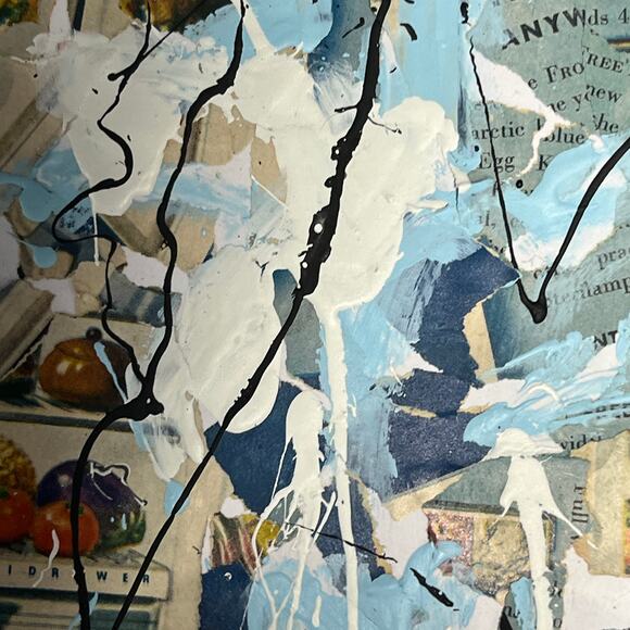 Original Abstract Art Collage Painting 11x14 1950s Westinghouse Refrigerator Ad - Picture 6 of 6